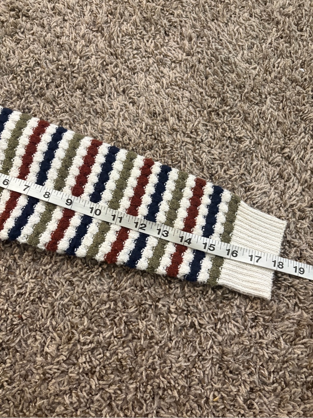 Pink Clover Cream Striped Button-Front Cardigan with Navy, Olive & Rust - Picture 6 of 10